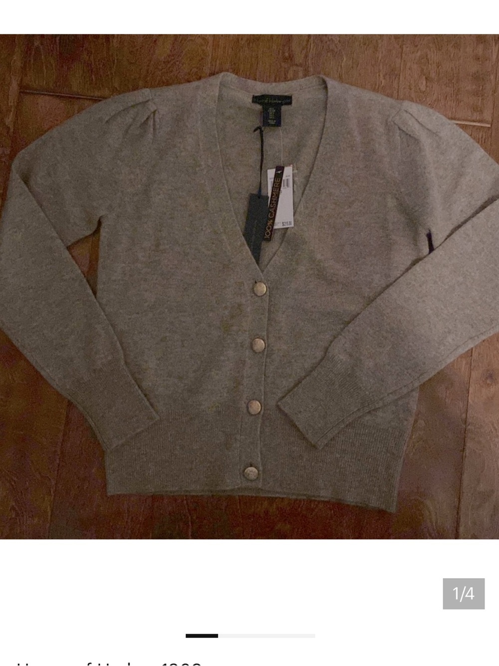House of Harlow cashmere 1960 taupe/brown V-Neck Button Cardigan